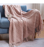 Chunky Knitted Tassel Throw Blanket | Soft Textured Sofa & Bed Throw