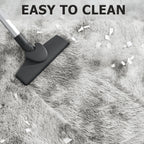 Vacuum cleaning a carpet with text 'EASY TO CLEAN' above.