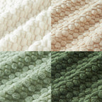 Four different textures of textured fabric in beige, pink, green, and dark green.