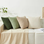 Corduroy Throw Pillow Cover | Boho Striped Farmhouse Cushion Cover, 16"–20"