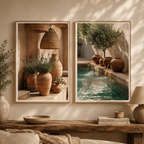 Olive Tree Botanical Poster Print Set of 2 | Neutral Retro Home Decor Wall Art